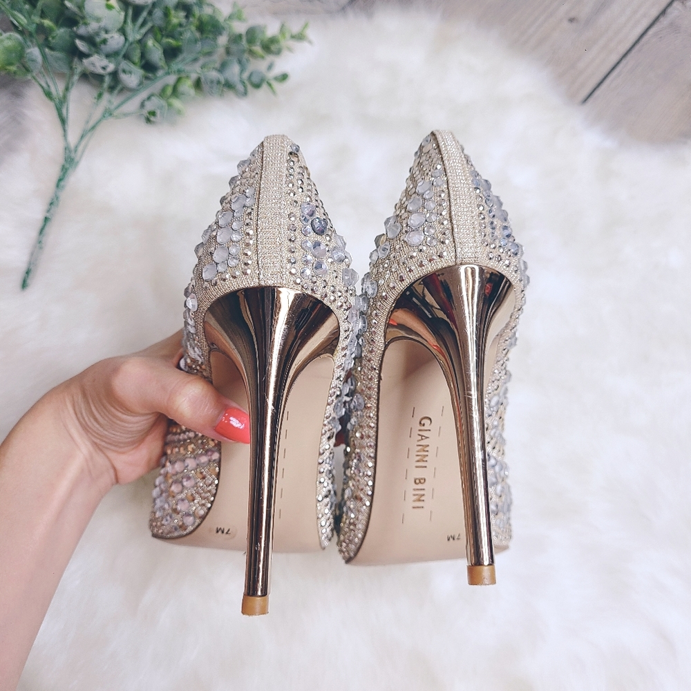 Gianni Bini Bridal Mairah Jewel Rhinestone Embellished d'Orsay Pumps Heels - Picture 5 of 9